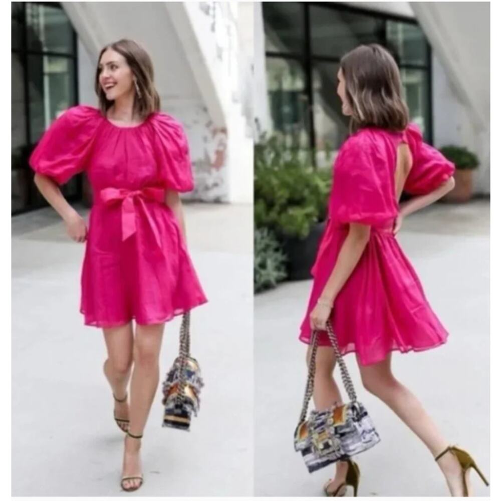 NEW! Banana Republic 'Ramie' Open Back Dress in DARK MAGENTA (M)